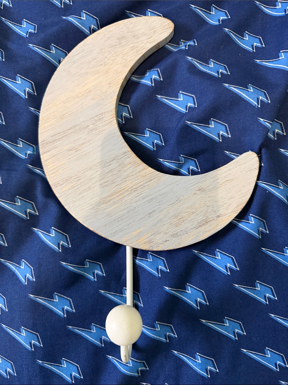 Wooden Crescent Moon Wall Hook - Natural White